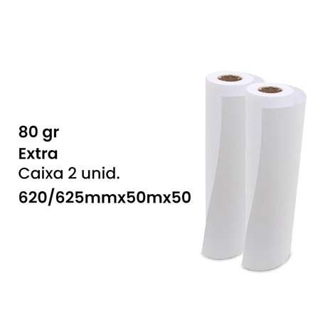 Rolo Plotter 620/625mmx50mx50/80g/EXTRA - Caixa de 2 unidades