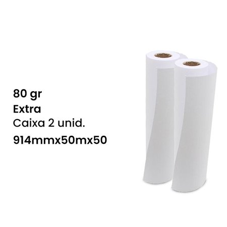Rolo Plotter 914mmx50mx50/80g/EXTRA - Caixa de 2 unidades
