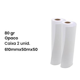 Rolo Plotter 610mmx50mx50/80g/OPACO - Caixa de 2 unidades