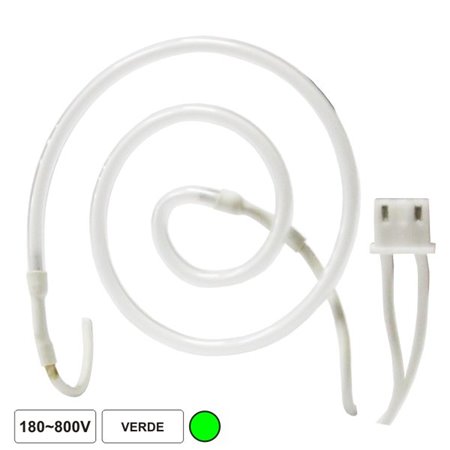 Lâmpada Tubular 180-800V Néon Espiral Verde