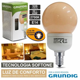 Lâmpada E14 9W45W 230V Eco Tec. Softone 320Lm Grundig