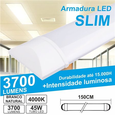 Armadura Led Batten Slim 45W 1.5M Ip20 4000K 3700Lm