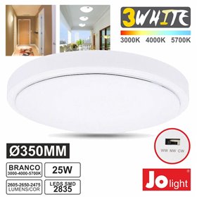 Painel Led Redondo Aplique 25W Triwhite Branco Selecionavel