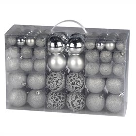 Conjunto De 100 Bolas De Natal Prateadas