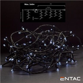 Grinalda 360 Leds 6400K Cortina 8M S/ Alimentador Entac