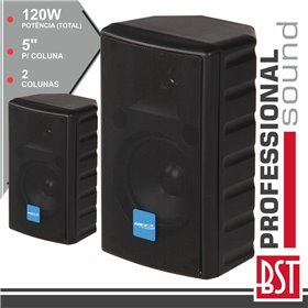 Conjunto 2 Colunas 2 Vias 5" 120W Pretas Abs Bst