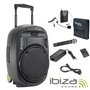 Coluna Amplificada 15" 800W Usb/Bt/Sd/Bat Vhf Preta Ibiza