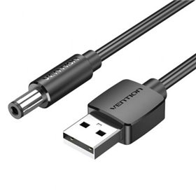 Cabo Alimentação Vention CEYBF/ USB-A Macho - DC 5.5mm Macho/ 1m/ Preto