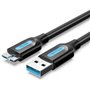 Cabo USB 3.0 Vention COPBF/ USB Macho - MicroUSB Macho/ Até 10W/ 5Gbps/ 1m/ Preto