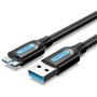 Cabo USB 3.0 Vention COPBG/ USB Macho - MicroUSB Macho/ Até 10W/ 5Gbps/ 1.5m/ Preto