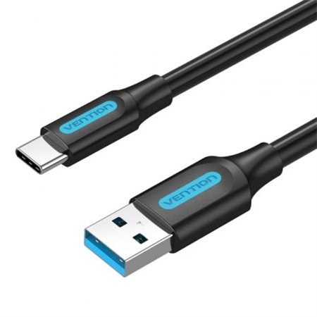 Cabo USB 3.0 Tipo-C Vention COZBF/ USB Macho - USB Tipo-C Macho/ Até 60W/ 5Gbps/ 1m/ Preto