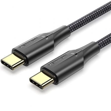 Cabo USB 2.0 Tipo-C 3A Vention TAUBF/ USB Tipo-C Macho - USB Tipo-C Macho/ Até 60W/ 480Mbps/ 1m/ Preto