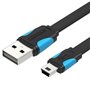 Cabo USB 2.0 Vention VAS-A14-B050/ Mini USB Macho - USB Macho/ Até 10W/ 480Mbps/ 50cm/ Azul e Preto