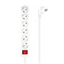Faixa de energia múltipla de 6 saídas Aisens com interruptor com cabo 3×1,5mm2 - 1,4m - cor branca