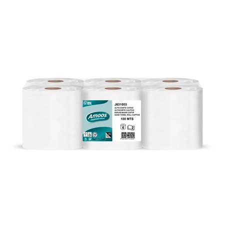 Rolo Toalhas Mão AutoCorte 100mx20,5cm 21g 2Fls Amoos 6un
