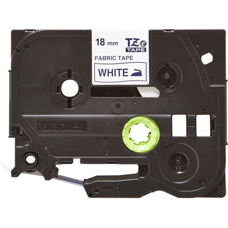 Etiquetas têxtil original Brother TZeFA4 - Texto azul em fundo branco - Largura 18 mm x 3 metros