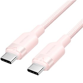 Cabo USB 2.0 USB-C 3A Vention TRDPF/ USB-C Macho - USB-C Macho/ Até 60W/ 480Mbps/ 1m/ Rosa