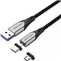 Cabo USB 2.0 Vention CQNHD/ USB Macho/ MicroUSB Macho - USB-C Macho/ 50cm/ Cinza