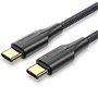 Cabo USB 2.0 USB-C 3A Vention TAUBI/ USB-C Macho - USB-C Macho/ Até 60W/ 480Mbps/ 3m/ Preto