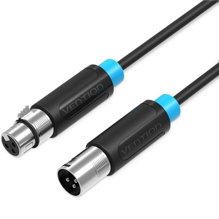 Cabo Stereo Vention BBFBL/ XLR Macho - XLR Fêmea/ 10m/ Preto