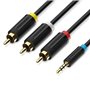 Cabo Stereo Vention BCCBG/ Jack 2.5 Macho - 3x RCA Macho/ 1.5m/ Preto