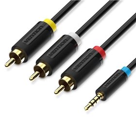 Cabo Stereo Vention BCCBG/ Jack 2.5 Macho - 3x RCA Macho/ 1.5m/ Preto