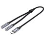 Cabo Conversor USB-C Vention BGPHY/ USB-C Macho - 2x Jack 3.5 Fêmea/ 30cm/ Cinza
