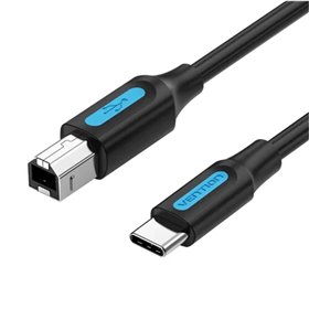 Cabo USB 2.0 USB-C Vention CQUBH/ USB Tipo-B Macho - USB-C Macho/ 480Mbps/ 2m/ Preto