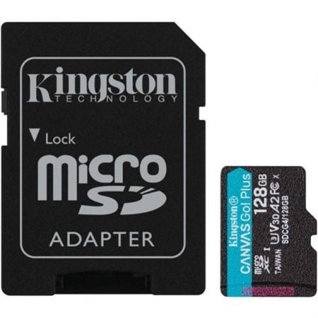 Cartão de memória Kingston CANVAS Go! Plus microSD XC de 128 GB com adaptador/Classe 10/200 MB