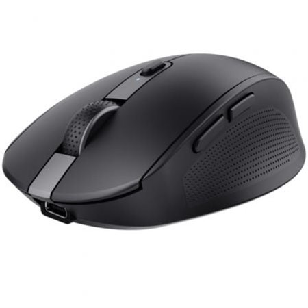 Mouse Bluetooth sem fio compacto Trust Ozaa/ Bateria recarregável/ Até 3200 DPI/ Preto