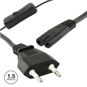Cabo Alimentação Ac Plano / Tipo 8 Iec C7 C/ Interruptor1.5M
