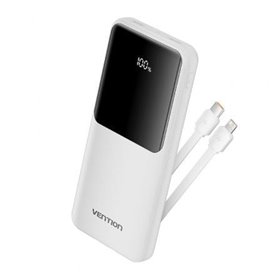 Powerbank 10000mAh Vention FHOW0, 22.5W, Branca, Inclui Cabo USB TIpo-C e Lightning