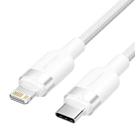 Cabo USB Tipo-C Lightning Vention LALWF, USB Tipo-C Macho - Lightning Macho, 27W, 480Mbps, 1m, Branco