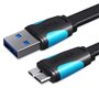 Cabo USB 3.0 Vention VAS-A12-B025, MicroUSB Macho - USB Macho, 10W, 5Gbps, 25cm, Azul e Preto