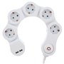 Tomada Elétrica C/ 5 Saídas Interruptor 3M Flexível 2Usb