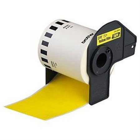 Brother DK22606 - Etiquetas de Tamanho personalizado - Largura 62mm x 15,24 metros - Texto Preto sobre fundo amarelo - Compatíve