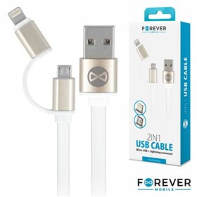 Cabo Usb-A 2.0 Macho / Micro Usb-B E Apple 8P 1M Branco
